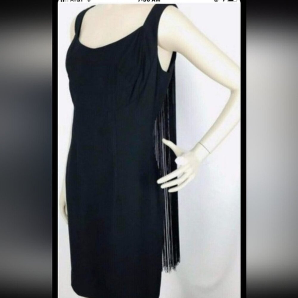 RARE FANTASY FIND VINTAGE 60s | BOMBSHELLL WIGGLE DRESS WITH FRINGE !! | 8 | EVC